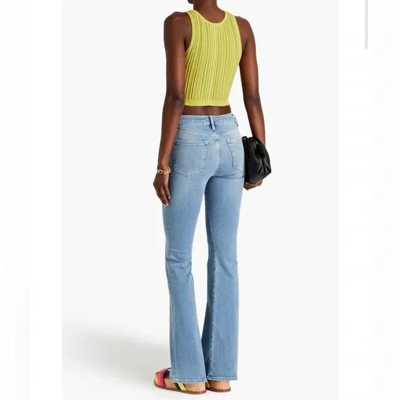 FRAME Le One Flare Faded Mid-Rise Flare Jeans in Blue Size 6 US - Picture 3 of 7